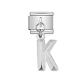 Italian charm bracelet link in polished stainless steel with hanging letter K pendant - Letter K (14)