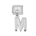 Italian charm bracelet link with silver letter M pendant in polished stainless steel - Letter M (16)