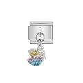 Link per bracciale italiano con farfalla di strass colorati in acciaio inossidabile - Farfalla Pavé Colorata (20)