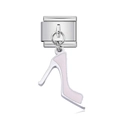 Italian charm link in stainless steel featuring a pink enamel high heel stiletto pendant - Pink Enamel High Heel