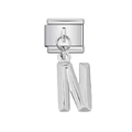 Polished stainless steel Italian charm bracelet link with hanging letter N pendant - Letter N (1)