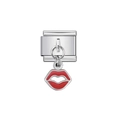 Modulo bracciale italiano in acciaio inossidabile con ciondolo labbra in smalto rosso - Stile Labbra Rosse (21)