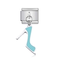 Italian charm bracelet link with light blue enamel high heel pendant in stainless steel - Light Blue Enamel High Heel