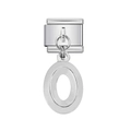Italian charm bracelet link with letter O pendant in polished stainless steel finish - Letter O (17)