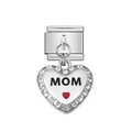 Ciondolo a cuore in acciaio inox con scritta MOM e smalto bianco per bracciali fai-da-te - Ciondolo a Cuore Tema MOM (18)