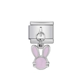 Charm modulare in acciaio inossidabile con pendente a forma di coniglio in smalto rosa - Stile Coniglio Rosa (25)
