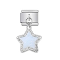 Charm modulare italiano in acciaio inossidabile con pendente a stella azzurro scintillante - Ciondolo a Stella Blu Chiaro (19)