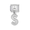 Italian modular charm bracelet link featuring polished stainless steel letter S dangle - Letter S (21)