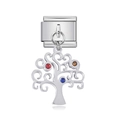 Italian modular charm in stainless steel featuring a tree of life with colorful gems - Tree of Life Multicolor Rhinestone