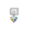 Maglia per bracciale italiano in acciaio inossidabile con ciondolo a cuore multicolore - Cuore in Gemma a Cinque Colori (28)