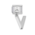 Italian charm bracelet component with polished silver stainless steel letter V pendant - Letter V (24)