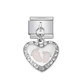 Link per bracciale modulare con ciondolo a cuore e impronte di neonato rosa in acciaio - Cuore Tema Impronta Neonato (25)