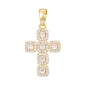 Polierter goldener Kreuzanhänger mit Zirkonia-Inlay und weißen Edelsteinhighlights - Stil 1 (Anhänger Ohne Kette)