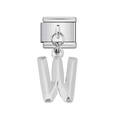 Italian modular charm bracelet link featuring a polished silver-tone metal letter W pendant - Letter W (25)