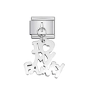 Italian charm bracelet link with silver 'I Love My Family' heart dangle pendant - I Love My Family (3)