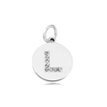 Polished silver pendant with rhinestone letter L design and sparkling crystal inlay - Letter L (Brick Red)