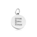 Silver round pendant with letter E encrusted with sparkling white cubic zirconia - Letter E (Orange Red)