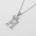 Iced out silver crown letter H pendant necklace with clear cubic zirconia stones - Letter H / Silver
