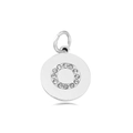 Silver round alphabet pendant with sparkling crystals for personalized jewelry DIY - Letter O (Deep Pink)
