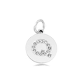 Silver round pendant with crystal-studded letter Q for personalized DIY necklaces - Letter Q (Bright Pink)