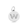 Minimalist silver round pendant featuring a crystal-encrusted letter W for DIY jewelry - Letter W (Fluorescent Yellow)