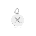 Silver round pendant featuring sparkling diamond letter X for DIY jewelry design - Letter X (Lemon Yellow)