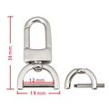 Polished silver stainless steel swivel clasp with 12mm D-ring and screw detail - 4 Points 36*19*12mm / Silver