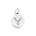Round 925 silver pendant with letter Y and sparkling crystal inlay for DIY necklaces - Letter Y (Orange)
