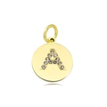 Polished 18k gold plated stainless steel letter A necklace pendant with white zircon stones - Set of 3 / Letter A (Grey)