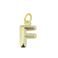 Pendentif lettre F poli en acier inoxydable plaqué or 18 carats au fini métallique - Lettre F (Rose)