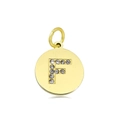 Gepolijste 18k vergulde letter F hanger ketting met pavé kristallen accenten - Set van 3 / Letter F (Roze)