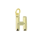 Pendentif lettre H plaqué or 18k poli avec facettes géométriques sur fond blanc - Lettre H (Pêche)