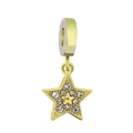 18k vergulde roestvrijstalen zeesterbedel met kristallen voor DIY armbanden en sieraden - Reliëf Stervorm (NO.14)