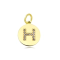18k vergulde roestvrijstalen letter H-hanger ketting bezet met fonkelende kristallen diamanten - Set van 3 / Letter H (Perzik)