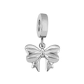 Silver polished stainless steel bow charm bead with large hole for DIY charm bracelets - Bow (NO.18)