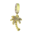18k gold plated stainless steel palm tree pendant charm with white rhinestones - White Rhinestone Coconut Tree (NO.5)