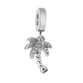 Silver palm tree charm bead with white zircon stones for charm bracelets - Coconut Tree (NO.4)