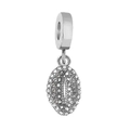 Silver ocean series charm bead with pavé-set zircons for DIY jewelry making - Pavé Oval (NO.5)