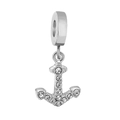 Silver anchor charm bead with sparkling crystals for DIY charm bracelets and necklaces - Anchor (NO.6)