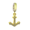 18k vergulde roestvrijstalen ankerbedel met witte strass steentjes voor DIY-sieraden - Anker Stijl (NO.7)
