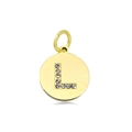 18k goud vergulde rvs ketting met ronde letter L hanger en fonkelende strass - Set van 3 / Letter L (Baksteenrood)