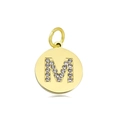 Vergulde 18k roestvrijstalen hanger met kristallen letter M ontwerp voor dames - Set van 3 / Letter M (Oranjerood)