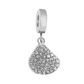 Silver pear-shaped charm bead with micro-pave clear cubic zirconia for DIY bracelets - Teardrop (NO.9)