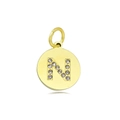 18k vergulde roestvrijstalen ronde hanger met fonkelende diamanten letter N bedel - Set van 3 / Letter N (Koraal)