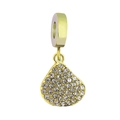Druppelvormige hanger van 18k verguld roestvrij staal met witte pave kristallen - Druppel Pave Stijl (NO.10)