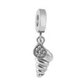 Silver ocean shell charm bead with sparkling rhinestones for DIY jewelry making - Conch (NO.11)
