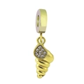 18k vergulde roestvrijstalen schelpbedel met ingelegde kristallen voor DIY-sieraden - Wulk Stijl (NO.12)