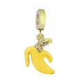 18k gold plated banana fruit charm with yellow enamel and small purple crystals - Rhinestone Banana Style / Set of 3 / Gold