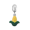 Pendentif en forme de maïs en argent avec émail jaune et vert pour bracelets à breloques - Forme de maïs