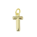 Pendentif lettre T minimaliste plaqué or 18 carats au design 3D pour collier de femme - Lettre T (Jaune Clair)